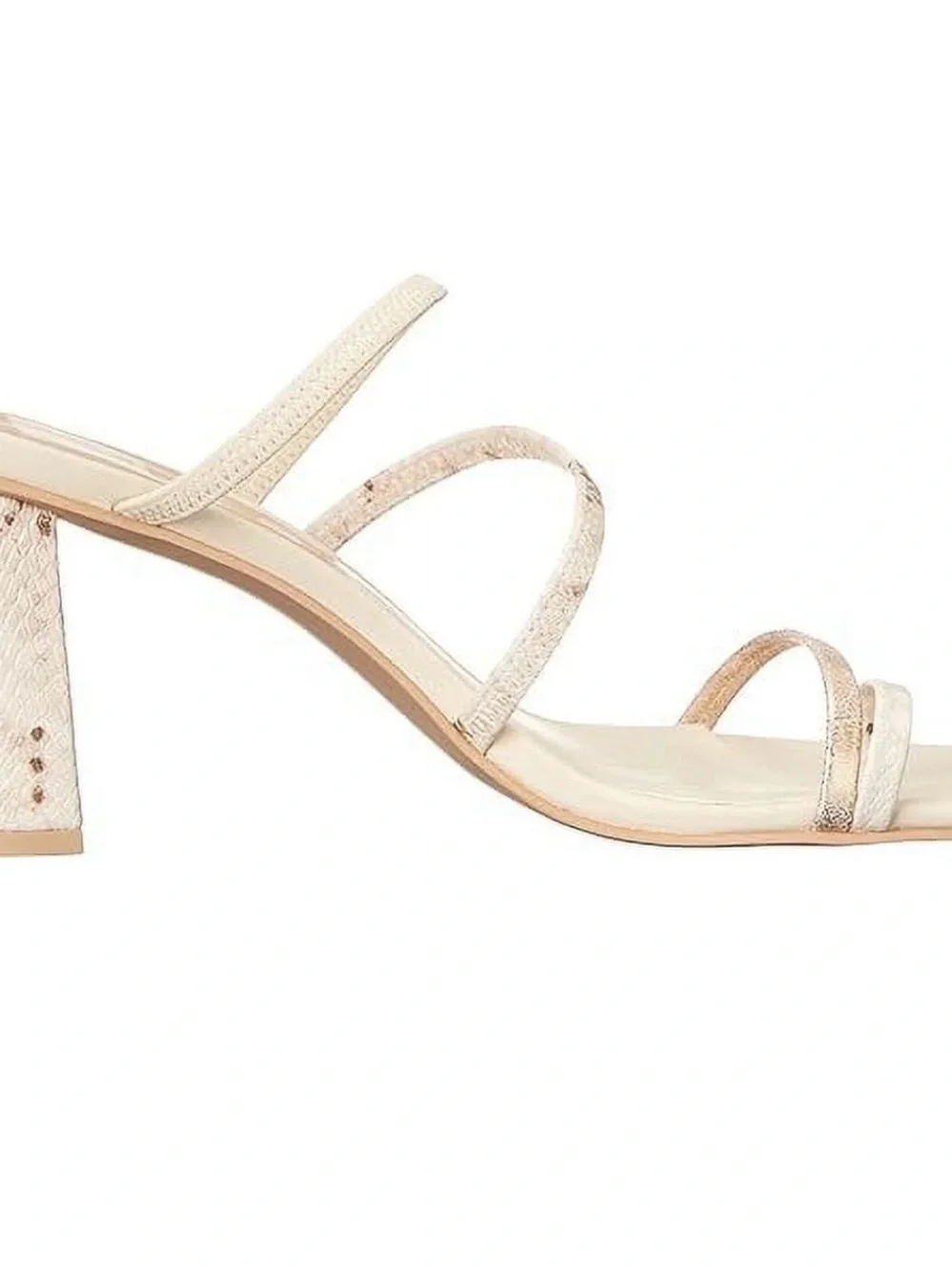 Dolce Vita Prisma- Strappy Metallic Cream Block Heel Sandals - 8